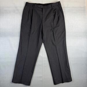 Brooks Brothers Wool Dress Pants Mens 38x30 Dark Gray 346 Pleated Cuffed Formal